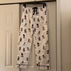 PJSalvage100%Cotton ChristmasPugDog 3Button FrontDrawstring Pajama CuffedBottoms